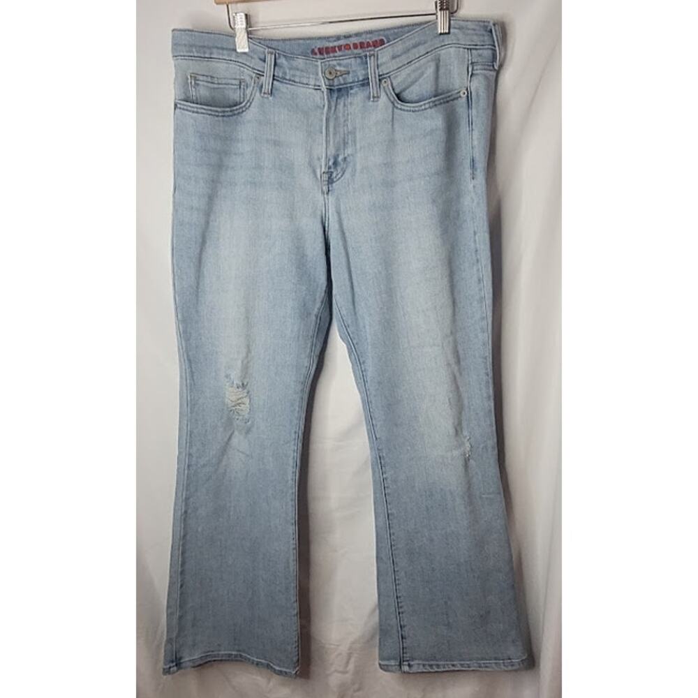 Lucky Brand- Women's light color distressed straight leg jeans- size 14/32